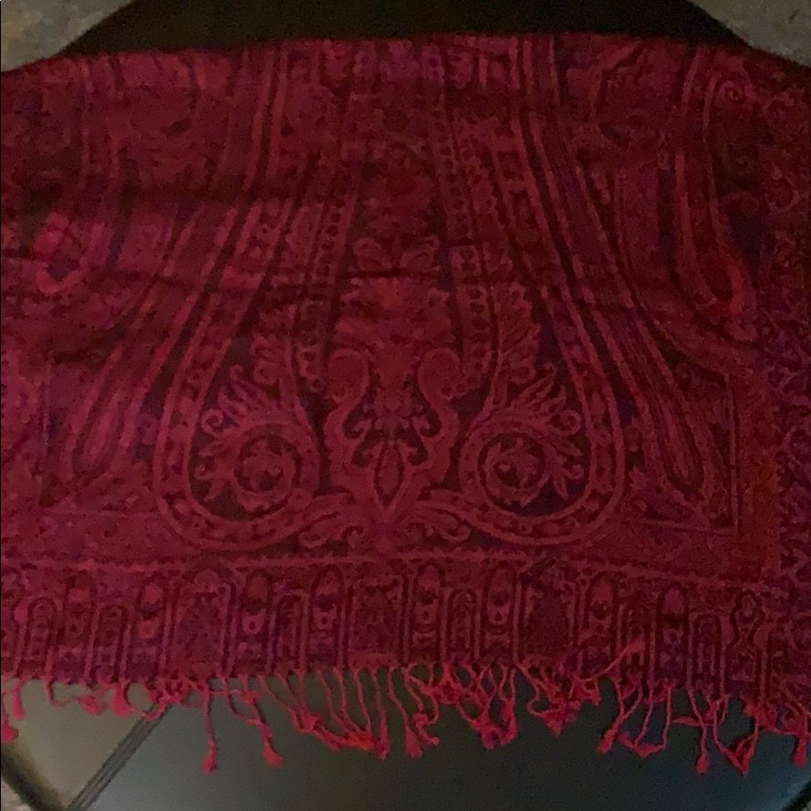 Raspberry Long Patterned Scarf For Fall
